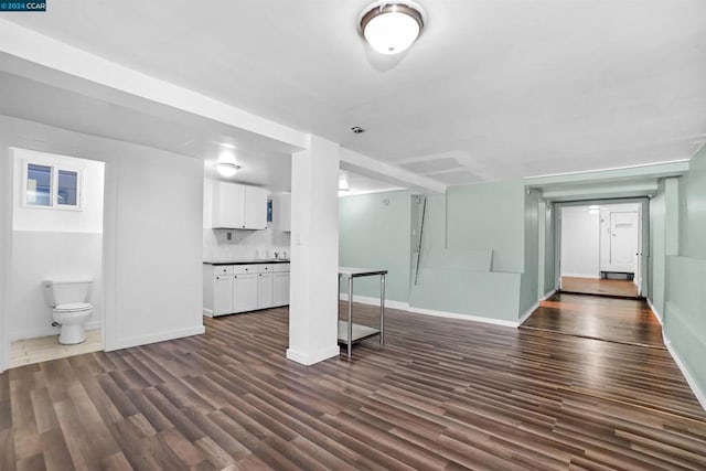 unfurnished living room featuring dark hardwood / wood-style flooring