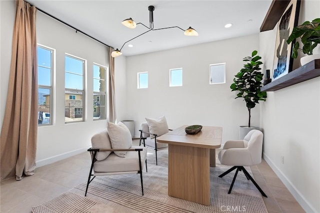 office with light tile patterned floors