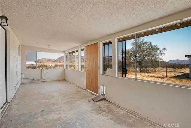 view of patio with a mountain view