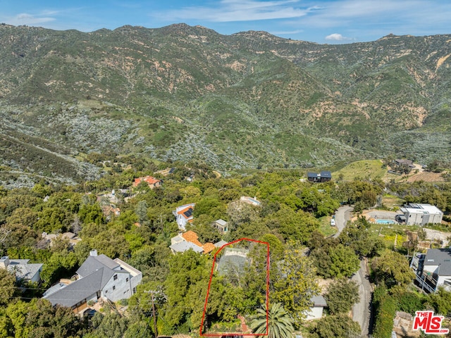 birds eye view of property featuring a mountain view