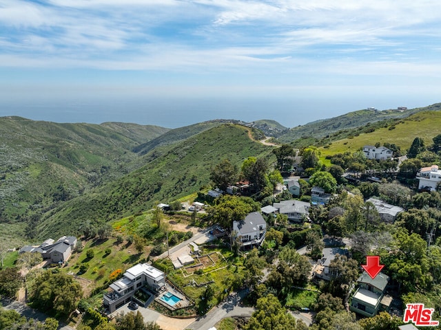 aerial view featuring a mountain view