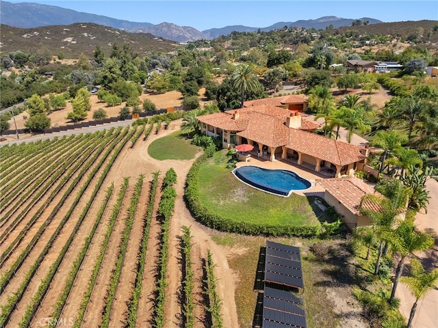 drone / aerial view with a mountain view