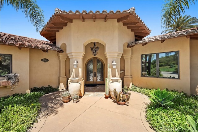 view of exterior entry with french doors