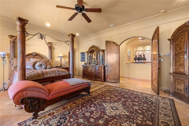 bedroom featuring ceiling fan