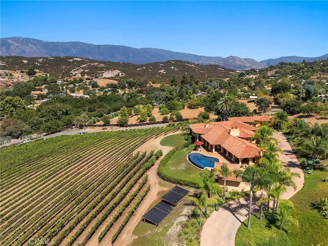 bird's eye view with a rural view and a mountain view