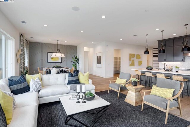 living room featuring light hardwood / wood-style flooring