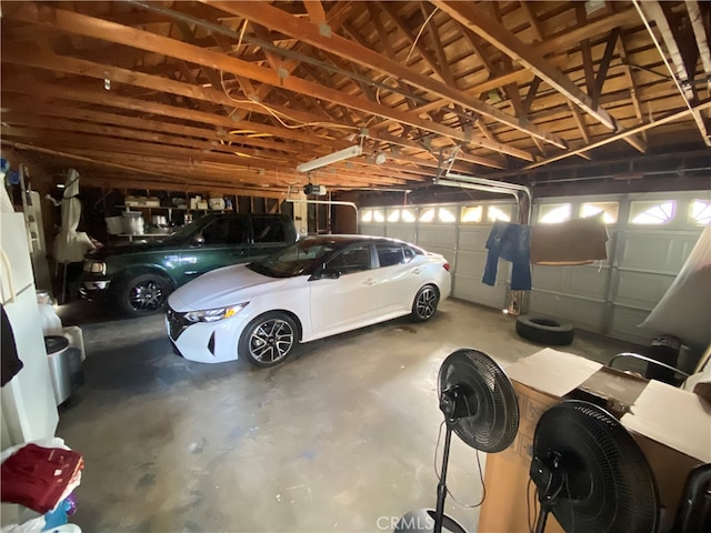 garage with a garage door opener