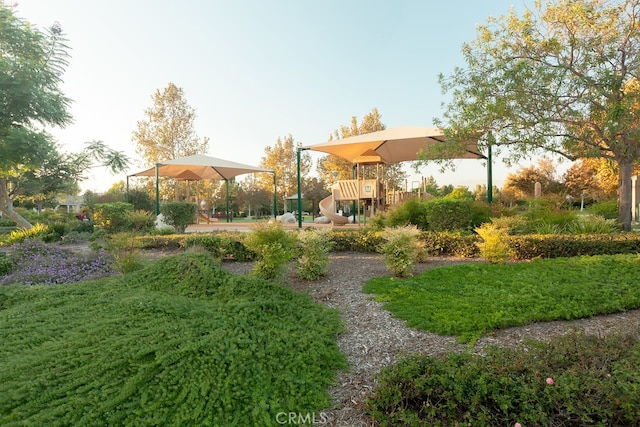 view of yard with a playground