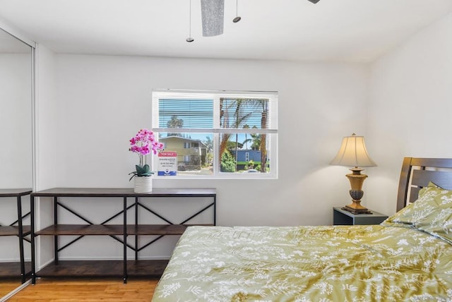 bedroom featuring hardwood / wood-style flooring