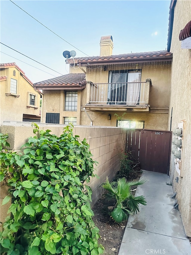 exterior space with a balcony