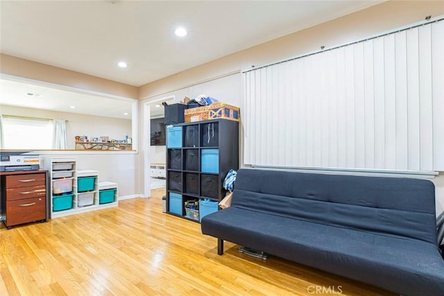 living area featuring light wood-type flooring