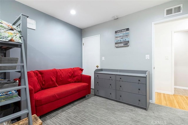 living area with light wood-type flooring