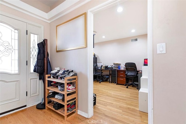 entryway featuring light wood-type flooring