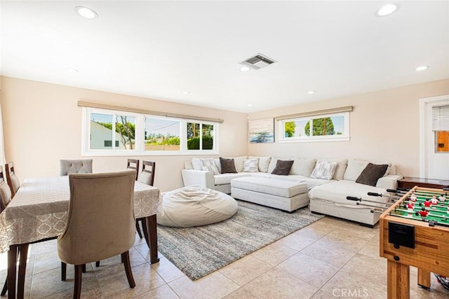 view of tiled living room