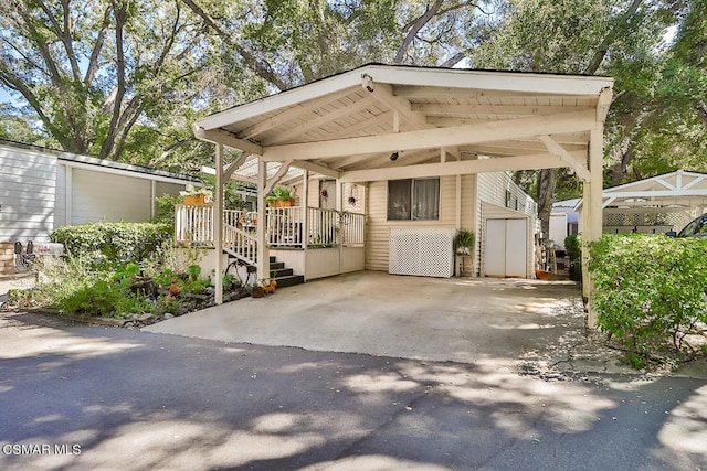 view of parking featuring a carport