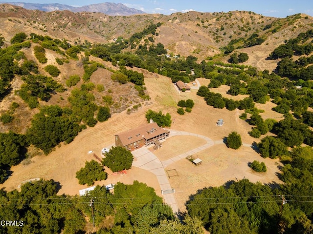 aerial view with a mountain view