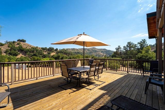 deck featuring a mountain view