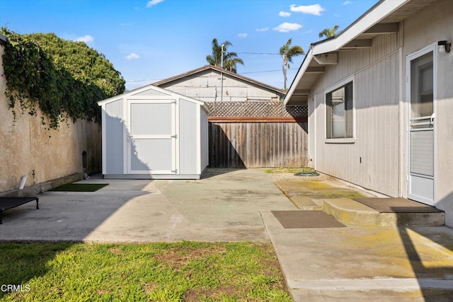 exterior space with a storage unit