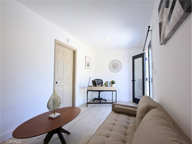 living room with light wood-type flooring