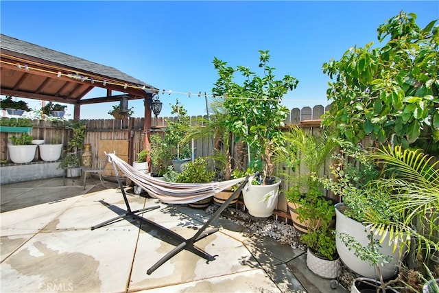 view of patio / terrace featuring a gazebo