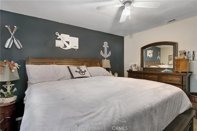 bedroom featuring ceiling fan