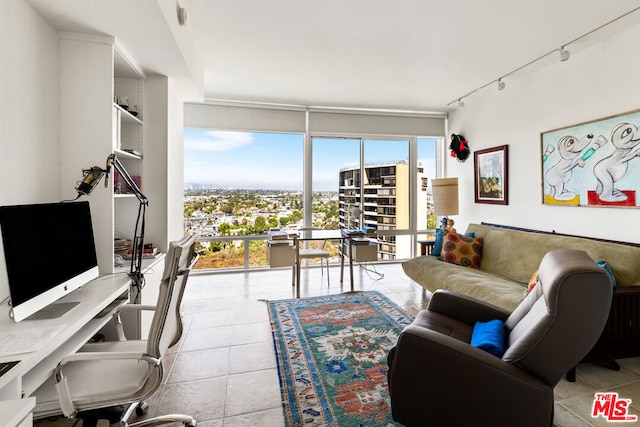 view of tiled living room