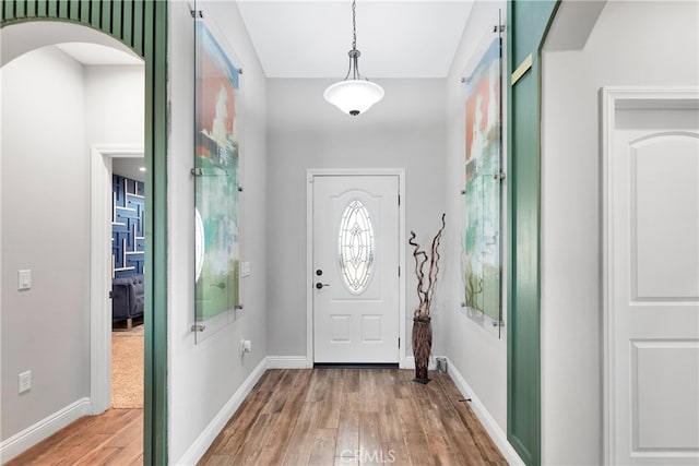 foyer entrance with wood-type flooring