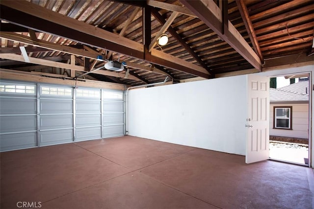 garage with a garage door opener