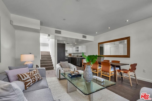 living room with hardwood / wood-style flooring