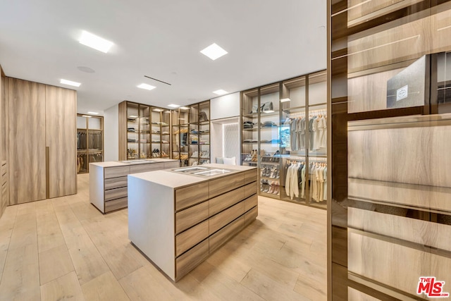 spacious closet featuring light wood-type flooring