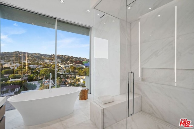 bathroom with a washtub