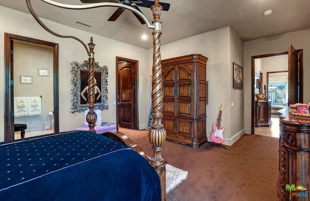 bedroom featuring carpet and ceiling fan