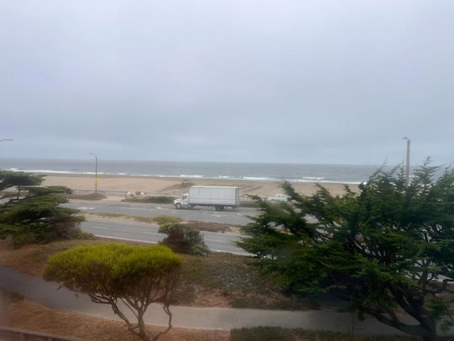 view of water feature featuring a view of the beach