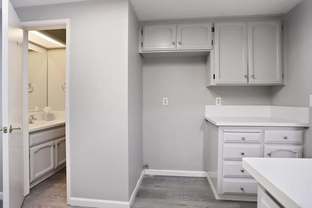 laundry room with hardwood / wood-style floors