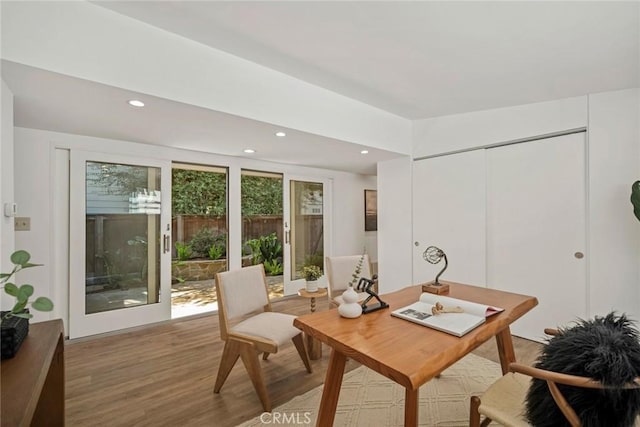 home office featuring wood-type flooring