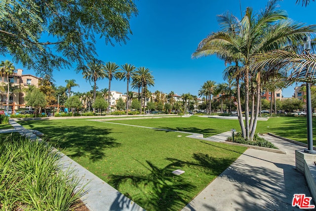 view of home's community with a yard