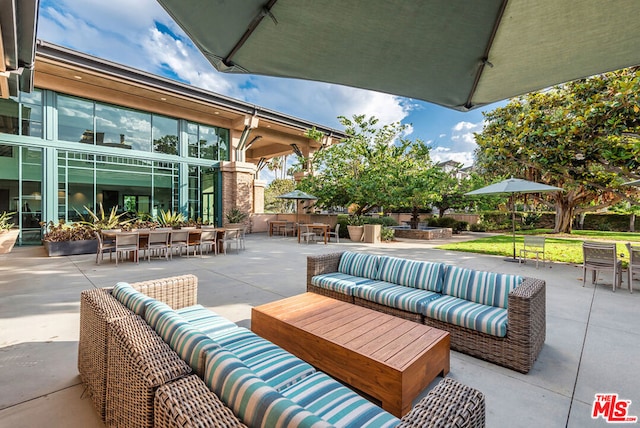 view of patio with an outdoor hangout area