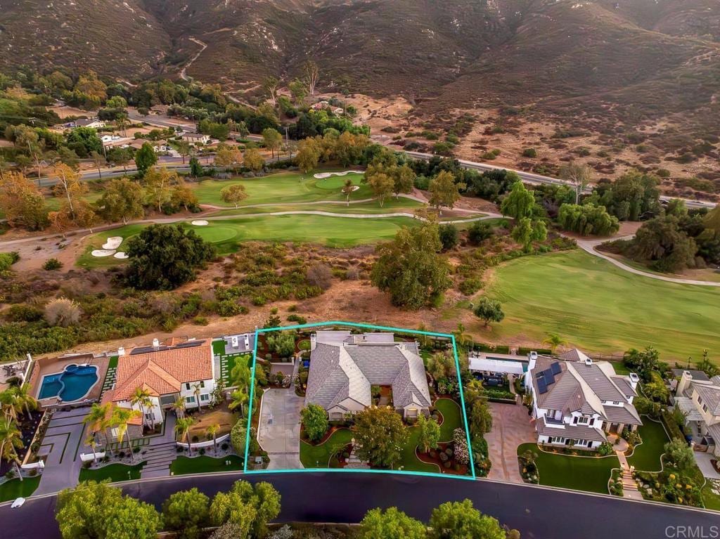 drone / aerial view with a mountain view