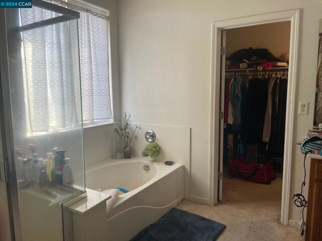 bathroom featuring a bathing tub and plenty of natural light