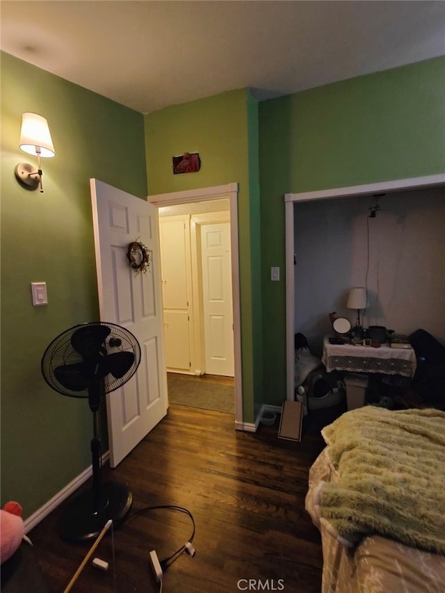 interior space with dark hardwood / wood-style flooring