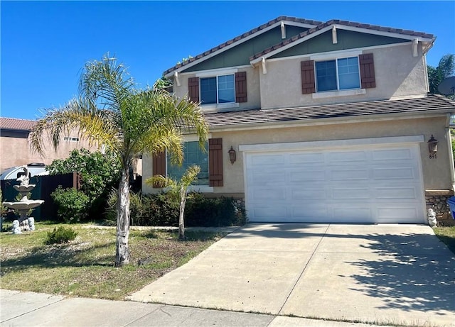 891 Sycamore Canyon Rd, Paso Robles, CA 93446 - view of front of home with stucco siding, an attached garage, a tiled roof, and concrete driveway