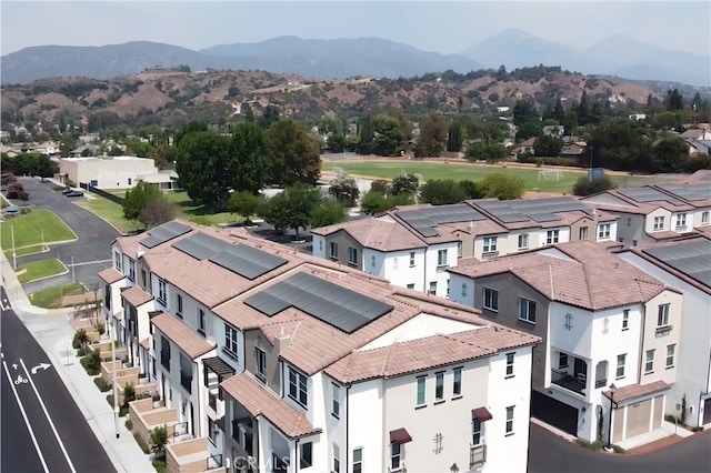 aerial view with a mountain view