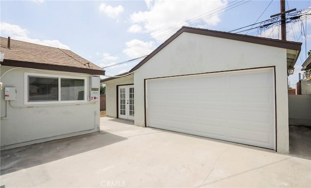 garage featuring french doors