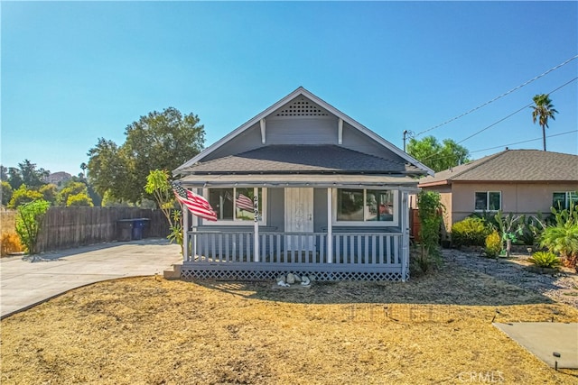 view of front of home featuring covered porch