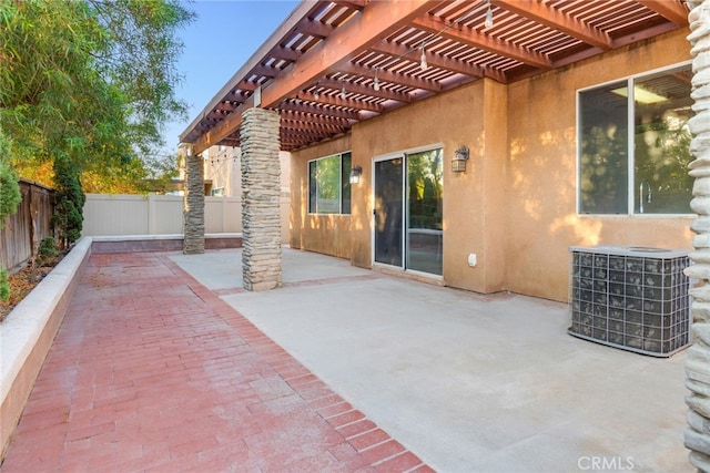 view of patio with a pergola and central air condition unit