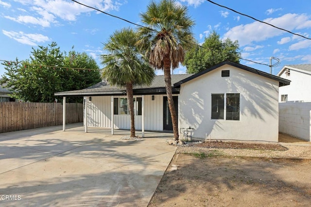 view of front of home with a patio area