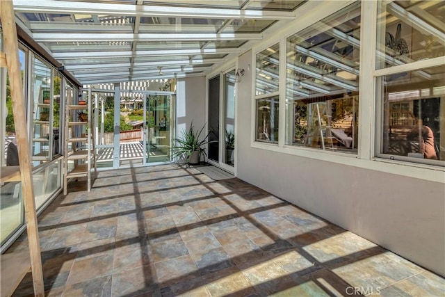 view of unfurnished sunroom