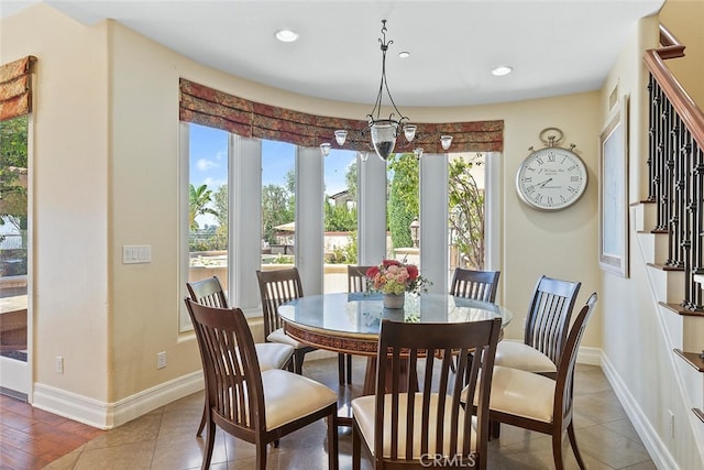 11755 Collar Ave, Tustin, CA 92782 - dining room featuring stairs, recessed lighting, and light tile patterned floors