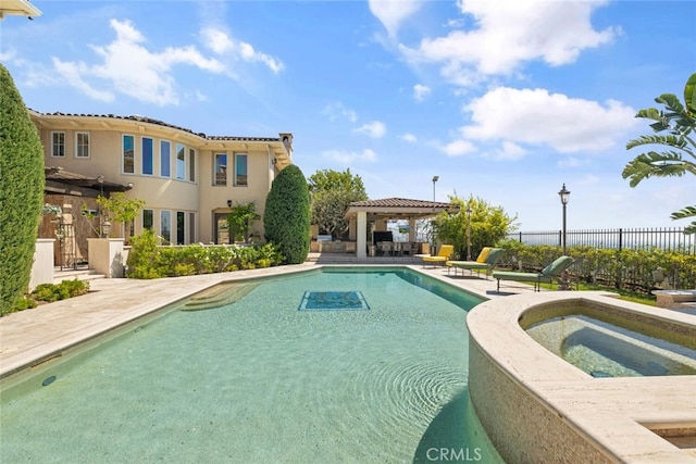 11755 Collar Ave, Tustin, CA 92782 - view of swimming pool featuring a gazebo, an in-ground hot tub, and a patio area