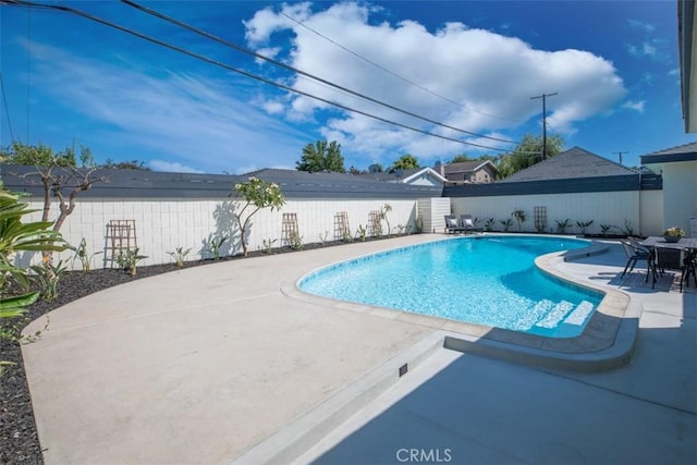 view of swimming pool featuring a patio area